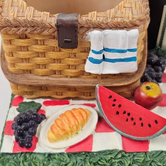 Yankee Candle Picnic Basket Votive Candle Holder Glass Insert Wine Fruit Bread - Picture 10 of 10